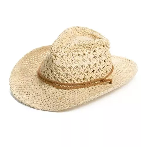 VKEID Hüte & Mützen VKEID Strohhut für Männer Herren Sommer Cowboy Strohhut Herren Ausflug Wandern Sonnenhut mit großer Krempe Herren Angelhut