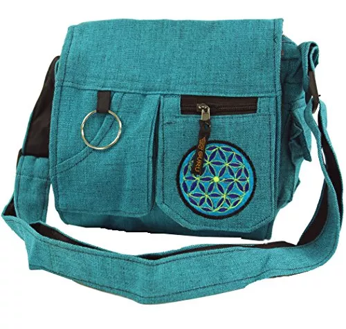 GURU SHOP Taschen & Rucksäcke GURU SHOP Schultertasche, Hippie Tasche - Schwarz, Herren/Damen, Baumwolle, 25x25x7 cm, Alternative Umhängetasche, Handtasche aus Stoff
