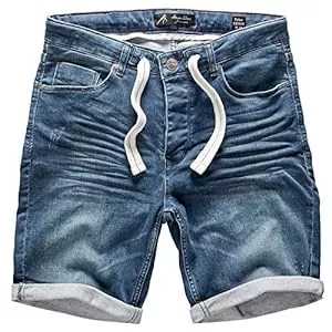 Amaci&Sons Shorts Amaci&Sons Herren Jeans Shorts Kordel Destroyed Kurze Hose Sommer Bermuda Verwaschen J5001