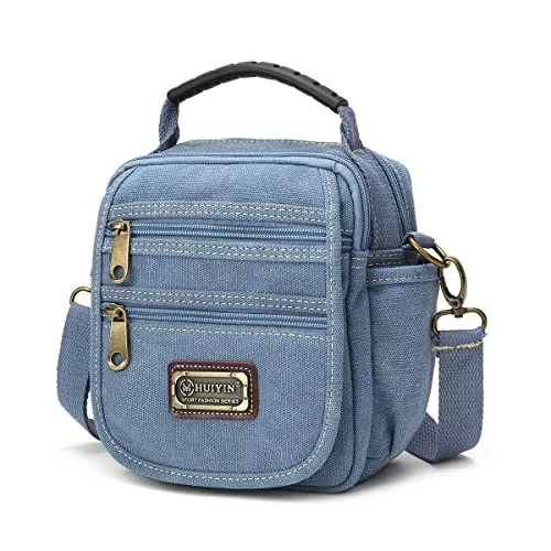 Smrcom Taschen & Rucksäcke Kleine Canvas-Umhängetasche für Herren, Mini-Kuriertasche, Hüftgurt, Seitentasche