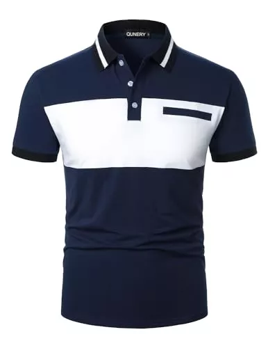 QUNERY Poloshirts QUNERY Herren Polo Shirt Kurzarm Farbblock Regular Fit Golf Poloshirt Sommer Atmungsaktives Tshirt
