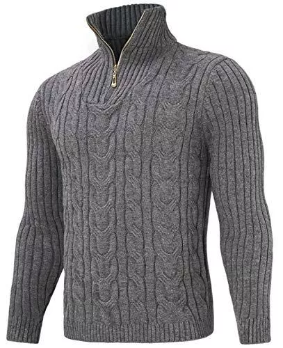 NEWITAR Pullover & Strickmode NEWITAR Herren Strickpullover Klassischer Sweat Langarm V-Ausschnitt Pulli Sweatshirt mit Reißverschluss
