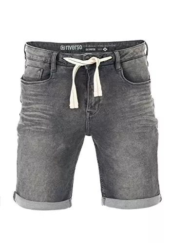 riverso Shorts riverso Herren Jeans Shorts RIVPaul Kurze Hose Sommer Bermuda Stretch Denim Short Sweathose Baumwolle Grau Blau Schwarz w30 w31 w32 w33 w34 w36 w38 w40 w42