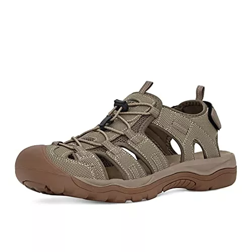 GRITION Sandalen & Slides GRITION Trekkingsandalen Herren Geschlossene Zehe Herren Wandern Sandalen Mesh & PU Oberen Verstellbaren Fersenriemen für Sport und Outdoor Wanderschuhe für Sommer