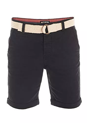 riverso Shorts riverso Chino Shorts Herren mit Gürtel Regular Fit RIVHenry Kurze Hosen Bermuda Shorts Knopfleiste Stretch Blau Navy Rot Grün Orange Beige Grau 30 31 32 33 34 36 38 40 42