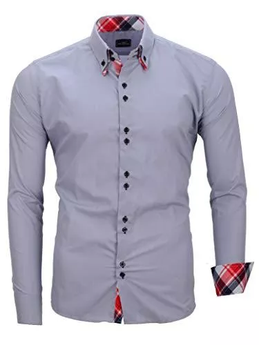 Kayhan Hemden Kayhan Musterärmel Herren Hemden Herren-Hemd Slim-Fit Herrenhemden Langarm-Hemden Männer Freizeit-Hemd Business