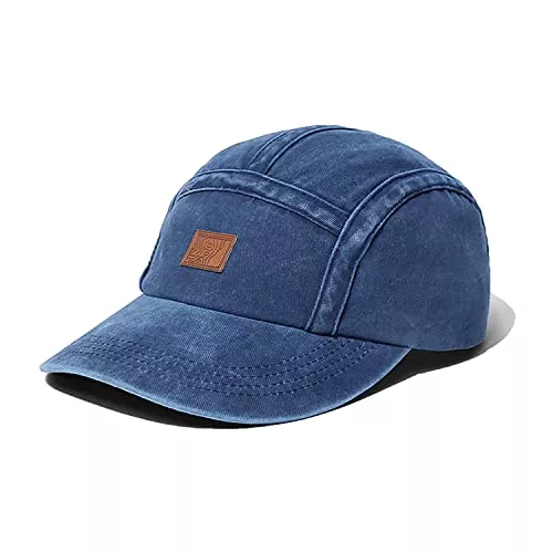 CLAPE Hüte & Mützen CLAPE Washed Basecap Herren 5 Panel Baseball Cap mit Leder Patch Vintage Cap Used Look Verstellbarer Outdoor Kappen UV Schutz Fullcap