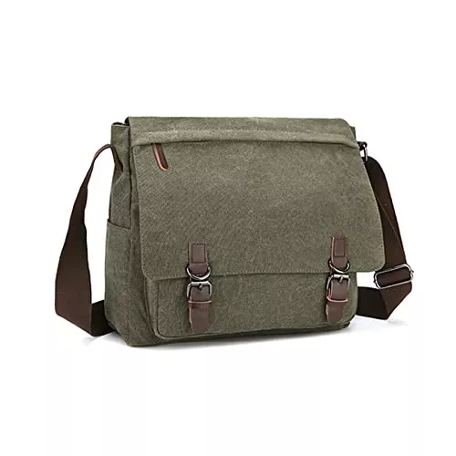 FANDARE Taschen & Rucksäcke FANDARE Retro Umhängetasche Herren Segeltuch Arbeitstasche Messenger Bag Schultertasche passen 12,9-Zoll-Laptop Herrentasche zum Umhängen für Reise Schule Hochschule Arbeit Outdoor Schulranzen