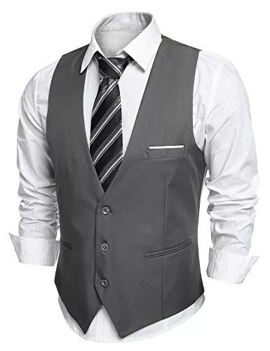 COOFANDY Westen COOFANDY Herren ärmellose Slim Fit Jacke mit V-Ausschnitt, Freizeitanzugwesten