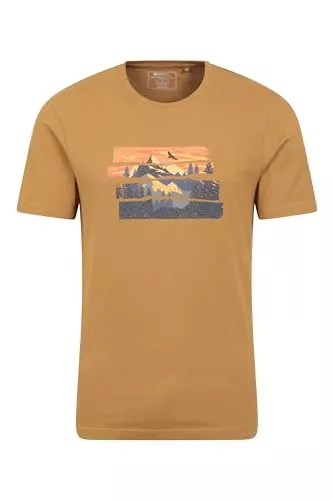Mountain Warehouse T-Shirts Mountain Warehouse Spruce Springs Mens T-Shirt - 100% Organic Cotton, Lightweight, Easy Care, Quality Print Tee Shirt - Best for Summer, Outdoors, Camping & Hiking