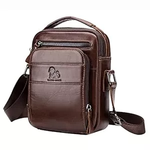 BAIGIO Taschen & Rucksäcke BAIGIO Leder Umhängetasche Herren Schultertasche Vintage Männer Tasche Crossbody Bag Herrentasche zum Umhängen Ledertasche mit Abnehmbarem Gurt für Business Arbeit Reise