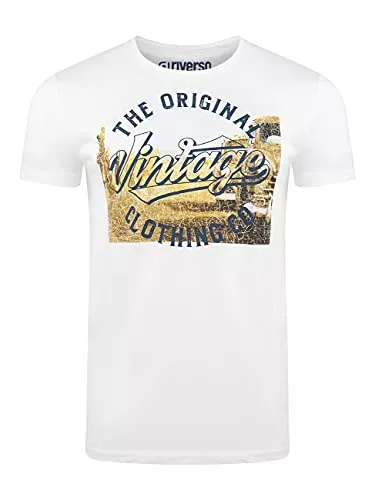 riverso T-Shirts riverso Herren T-Shirt RIVLukas Fotodruck Rundhals O-Neck Kurzarm Shirt Regular Baumwolle Grün Blau Weiß Grau Gelb Türkis S M L XL XXL 3XL 4XL 5XL