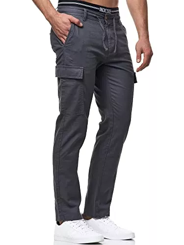 Indicode Hosen Indicode Herren Leonardo Cargohose aus Leinen & Baumwolle | Baumwoll Leinen Cargo Hose