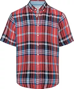BRAX Hemden BRAX Herren Style Dan C Pure Linen Kariertes Kurzarmhemd aus Leinen Hemd