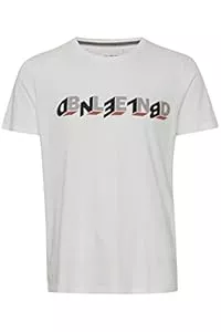 b BLEND T-Shirts Blend 20714795 Tee Herren T-Shirt Kurzarm Shirt T Shirt mit Logo-Print Rundhals-Ausschnitt Hochwertige Baumwoll-Qualität