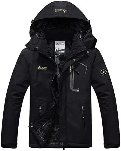 Memoryee Jacken Memoryee Herren Ski Jacke Warmer Gefüttert Winter Fleece Mantel Wasserdichter mit Abnehmbarer Kapuze Outdoorjacke
