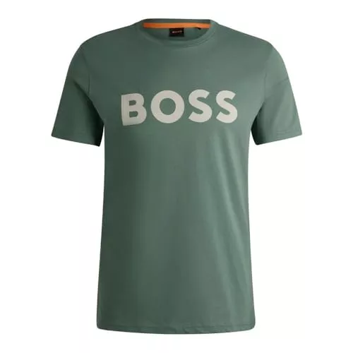 BOSS T-Shirts BOSS Herren Thinking 1 T-Shirt aus Baumwoll-Jersey mit gummiertem Logo-Print