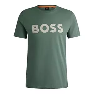 BOSS T-Shirts BOSS Herren Thinking 1 T-Shirt aus Baumwoll-Jersey mit gummiertem Logo-Print