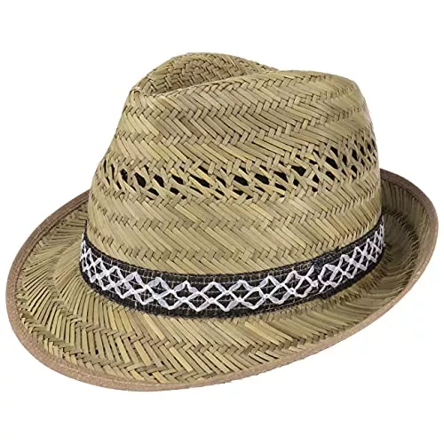 Lipodo Hüte & Mützen Lipodo Erntehelfer Strohhut (Sonnenschutz) Damen/Herren - Made in Italy - Sonnenhut im Trilby-Look - Hut aus leichtem Stroh - Strandhut mit schicker Garnitur - Frühling/Sommer