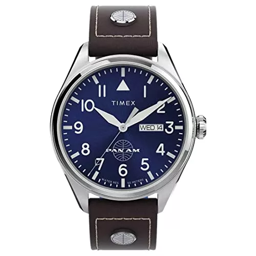 Timex Uhren Timex Herren Quarz Uhr mit Leder Armband Pan Am
