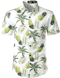 JOGAL Hemden JOGAL Herren Casual Floral Blumenmuster Kurzarm Hawaiihemd