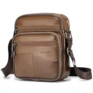 SPAHER Taschen & Rucksäcke SPAHER Herren Tasche Leder Umhängetaschen Herren Handtaschen Ledertasche Herren Klein Leder Handgelenktasche Messenger Tasche Herren schultertasche Geschenk für Männer