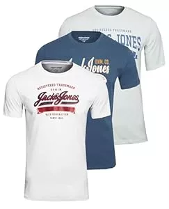 JACK & JONES T-Shirts JACK & JONES Male T-shirt 3er-pack Logo Rundhals T-shirt