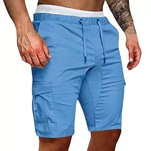 Generic Shorts Cargo Shorts Herren Baumwolle Chino Shorts Herren Stretch Kurze Hosen Sommer Bermuda Short Freizeithose mit Taschen Sommerhose Kordelzug Herrenshorts Carghose