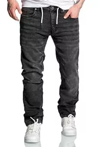 Amaci&Sons Jeans Amaci&Sons Herren Sweathose in Stretch Denim Männer Kordel Basic Jogging Jeans 7031