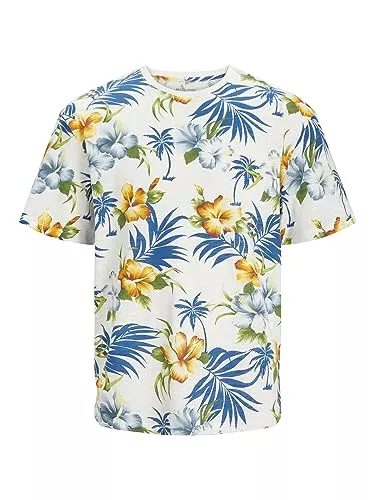 JACK & JONES T-Shirts JACK & JONES Herren Jjejeff Resort AOP Tee Ss Sn Jeansshorts