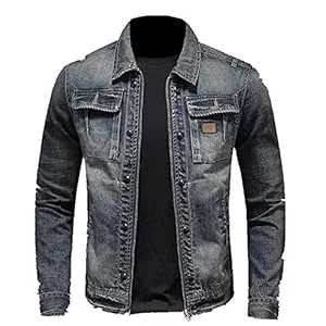 N\P Jacken Frühling und Herbst Herren Casual Jeansjacke Jacke Revers Jeansjacke Retro