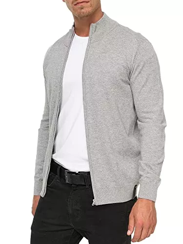 Indicode Strickjacken Indicode Herren Lau Strickjacke mit Stehkragen aus 80% Baumwolle | Cardigan für Männer