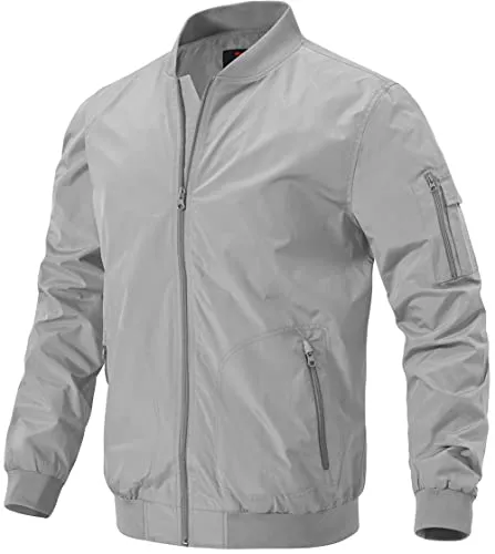 donhobo Jacken donhobo Herren Jacken Leichte Windbreaker Übergangsjacke Bomberjacke Frühling Herbst Fliegerjacke Stehkragen Baseball Blouson mit Reißverschlusstaschen