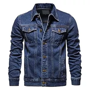 Generic Jacken Jeansjacke Herren Revers Button Down Mantel Vintage Cargo Coat Denim Übergangsjacke mit Taschen Klassische Cowboy Kostüm Autumn Winter Bikerjacke Western Trucker Jacke Durable Outwear Oberbekleidung