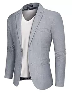 PaulJones Blazer PaulJones Sakko Herren Sportlich mit Reverskragen Baumwolle Leinen Sakko 2 Knöpfe Regular Fit