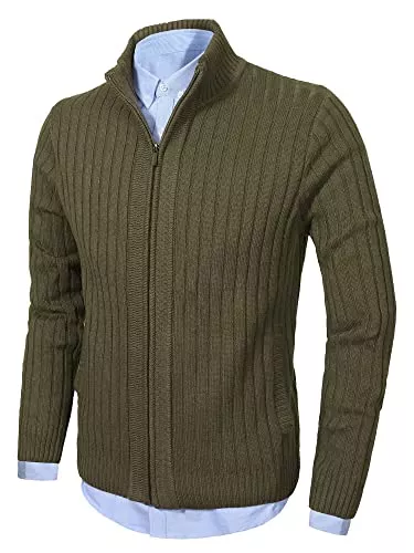 AOLI RAY Strickjacken AOLI RAY Herren Strickjacke Stehkragen Sweaters Cardigan Feinstrike mit Reißverschluß und 2 Taschen Pullover