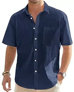 J.VER Hemden J.VER Leinenhemd Herren Hemd Kurzarm Leinenshirt Freizeithemd Businesshemd Sommer Casual Regular Fit Shirt