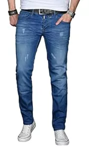 ALESSANDRO SALVARINI Jeans ALESSANDRO SALVARINI Herren Slim Fit Jeans Hose Denim Stretch-Jeans Jeanshose Washed