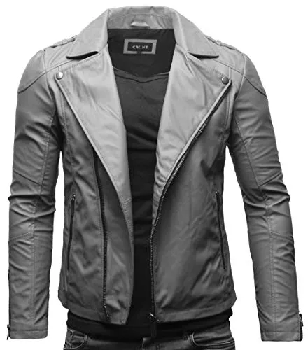 Crone Jacken Crone Theo Herren Lederjacke Ecoleder Basic Biker Jacke aus weichem Rindsleder oder Ecoleder
