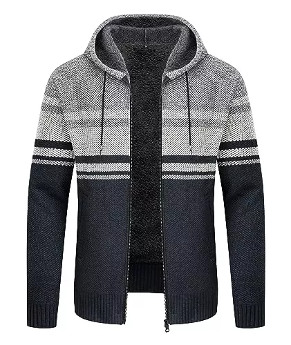 IGEEKWELL Strickjacken IGEEKWELL Sweatjacke Gefüttert Herren Fleece Hoodie Herren Hoody mit Kapuze Kapuzenpullover für Herren mit Reißverschluss Strickjacken für Herren Winter Sweatjacke Herren mit Kapuze