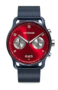 DeTomaso Uhren DeTomaso SORPASSO MACCHINA Blue Rot Herren-Armbanduhr Analog Quarz Mesh Milanese Dunkelblau