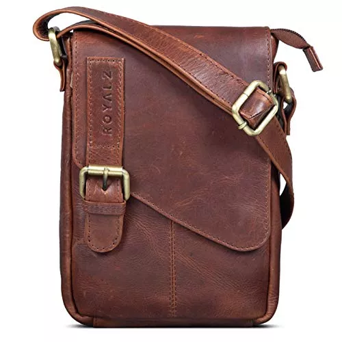 ROYALZ Taschen & Rucksäcke ROYALZ 'Louisiana' Leder Umhängetasche Klein für Männer Herren Ledertasche Mini Seitentasche Vintage Look Tasche zum Umhängen