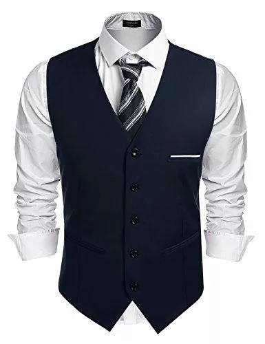 COOFANDY Westen COOFANDY Herren Weste Anzugweste Slim fit V-Ausschnitt Ärmellose mit 5 Knöpfen Gilet Business Casual Klassisch Basic Männer Anzugweste für Herren