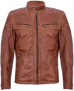 Infinity Leather Jacken Infinity Leather Herren Vintage Gesteppte Leder Bikerjacke Racing mit Reißverschluss