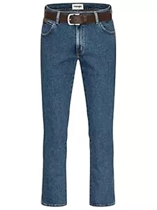 Wrangler Jeans Wrangler Texas Herrenjeans mit Stretchanteil Glaston Blue Nights Stonewash Darkstone Blue Black Overdye Authentic Straight mit Gürtel