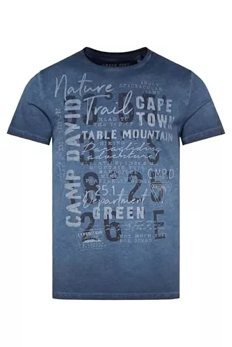 Camp David T-Shirts Camp David Herren Rundhalsshirt Oil Dyed mit Label Print