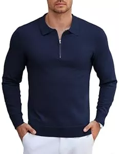 COOFANDY Pullover & Strickmode COOFANDY Pullover Herren 1/4 Zip Polo Strickpullover Herren Langarm Leichte Slim Fit Basic Poloshirt