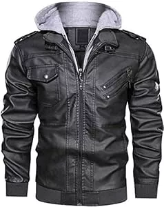 Naxxramas Jacken Naxxramas Herren Lederjacke Fliegerjacke Motorradanzug warme Fluganzug Zip Freizeitjacke mit Abnehmbarer Kapuze