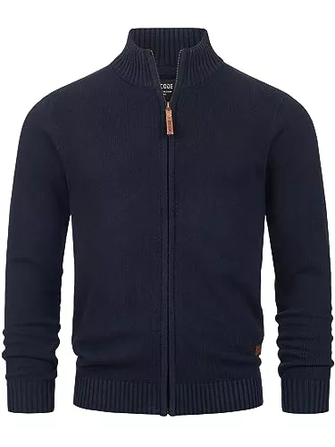 Indicode Strickjacken Indicode Herren INLut Strickjacke mit Stehkragen | Fein-Strick Cardigan mit Kragen und Reißverschluß
