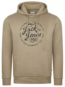 JACK & JONES Kapuzenpullover JACK & JONES Hoodie Herren Regular Fit JJEADRIAN Kapuzenpullover Pullover Sweater Print Schwarz Grau Grün Braun Beige Blau S M L XL XXL 3XL